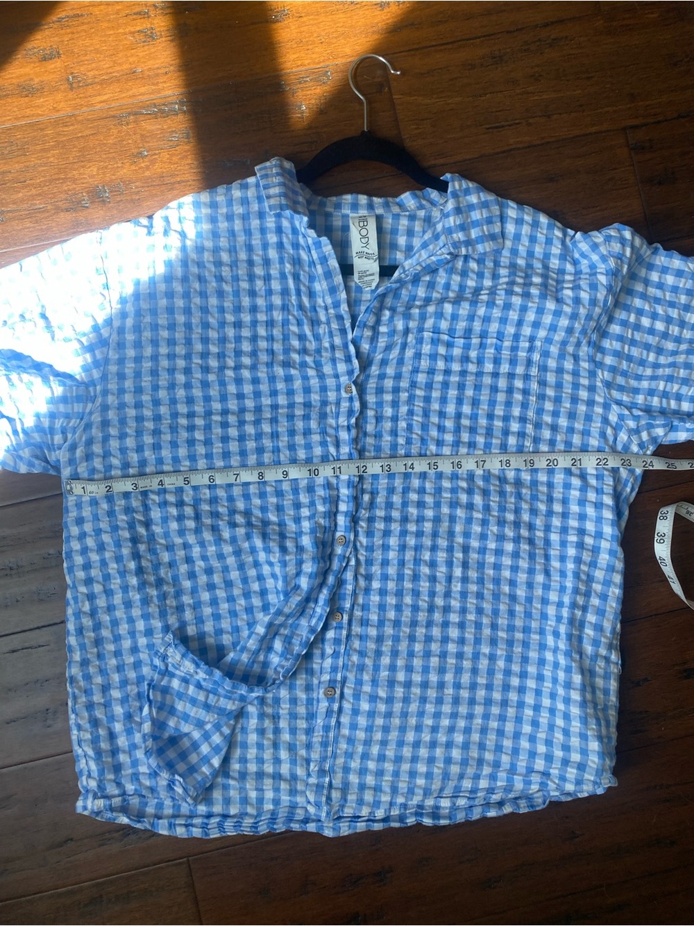 Cotton On 100% cotton Blue Gingham Short-Sleeve Shirt - Casual Summer Style - Picture 4 of 5
